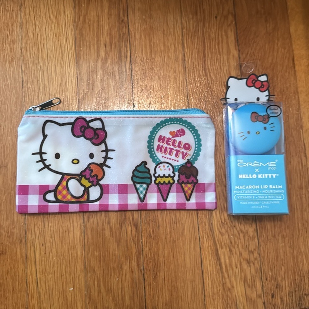 Hello Kitty x The Creme Shop Macaron Lip Balm Cool as Mint Blue NEW w case